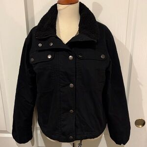 BANANA REPUBLIC Women's Black Jacket with Shearling Collar